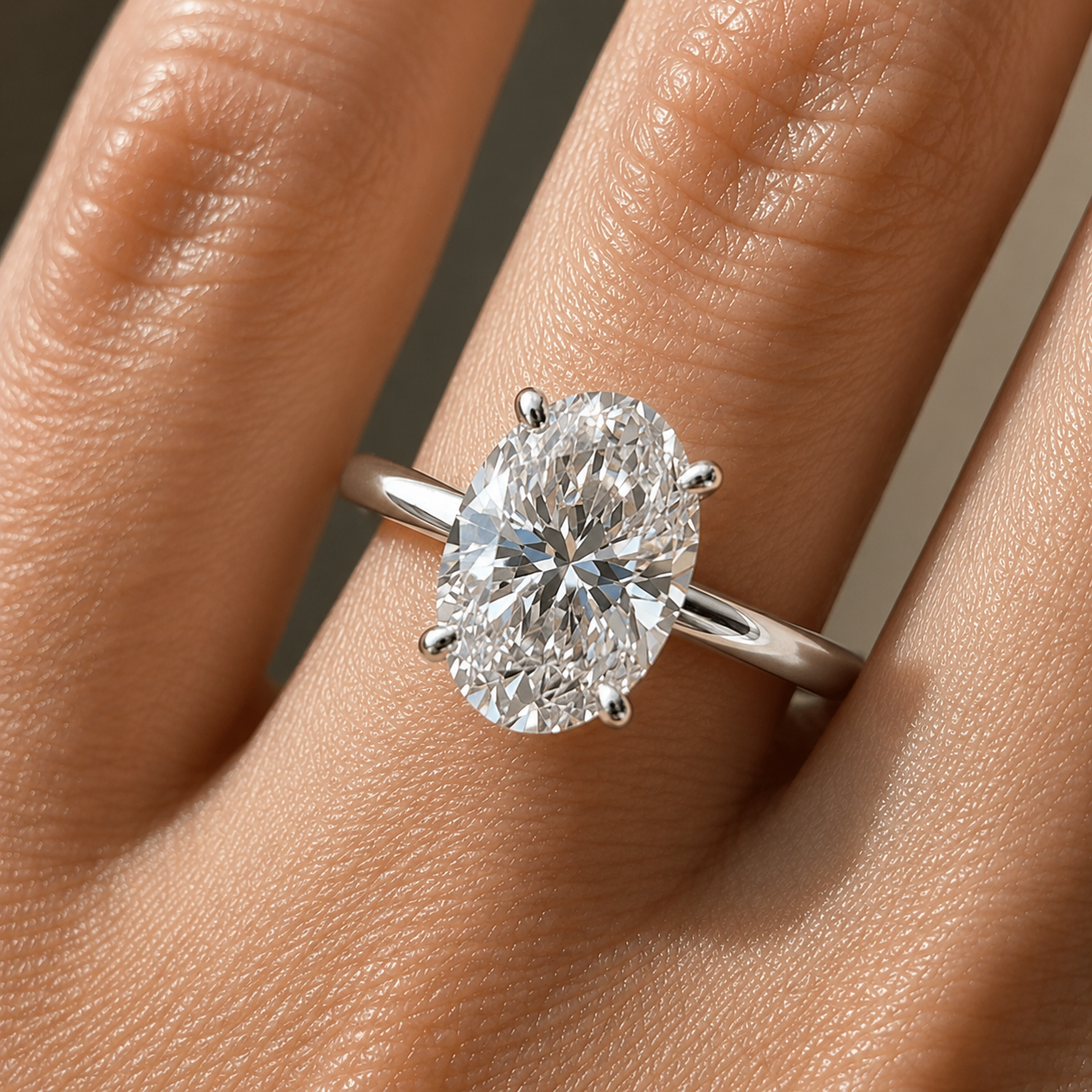 3 Carat Oval Cut Solitaire Moissanite Ring