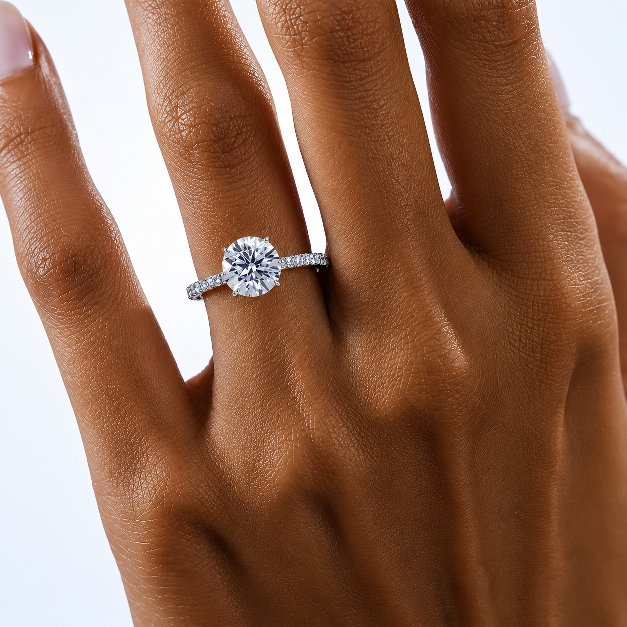 Round Cut Hidden Halo Moissanite Ring