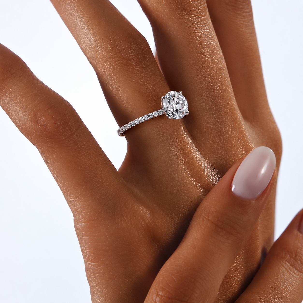Round Cut Hidden Halo Moissanite Ring