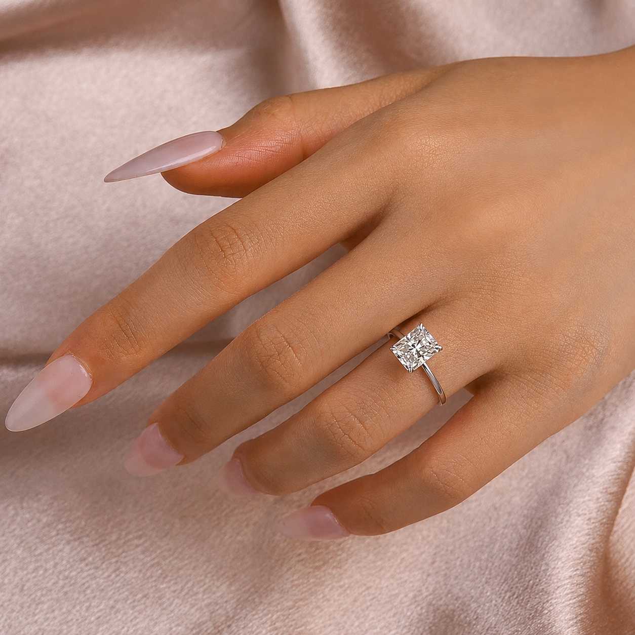 2 Carat Radiant Cut Solitaire Moissanite Ring