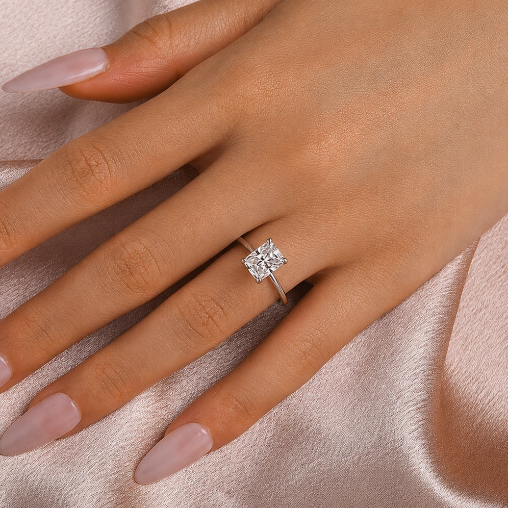 2 Carat Radiant Cut Solitaire Moissanite Ring