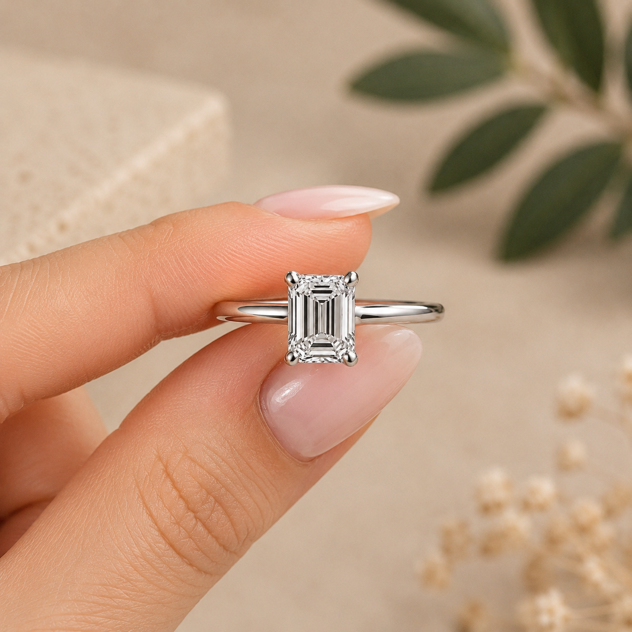 2 Carat Emerald Cut Solitaire Moissanite Ring
