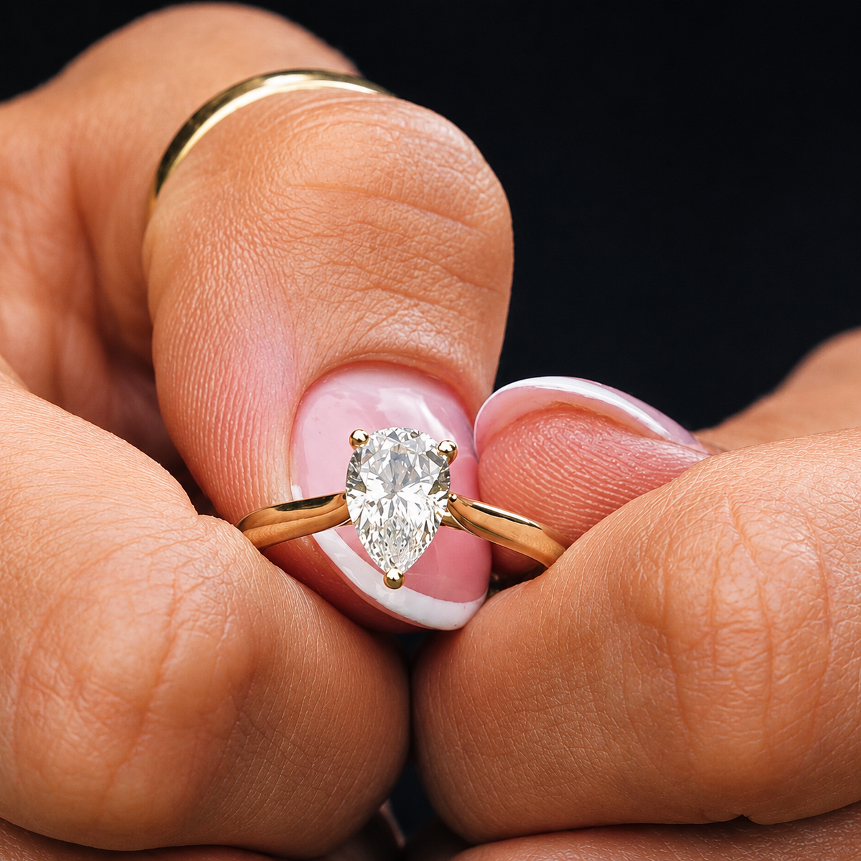 Classic Pear Cut Solitaire Moissanite Ring