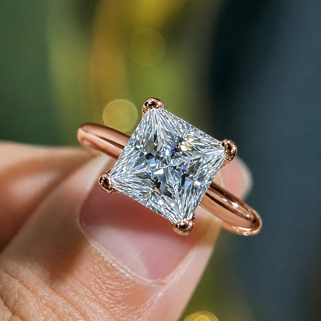 2 Carat Princess Cut Solitaire Moissanite Ring