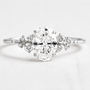 3 Carat Oval Cut Moissanite Ring with Cluster Side Stones