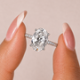 3 Carat Oval Cut Moissanite Ring with Pavé Band
