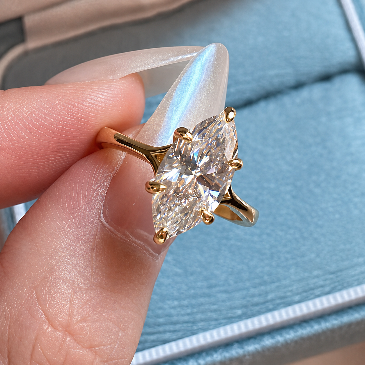 3 Carat Marquise Cut Moissanite Ring with Split Band