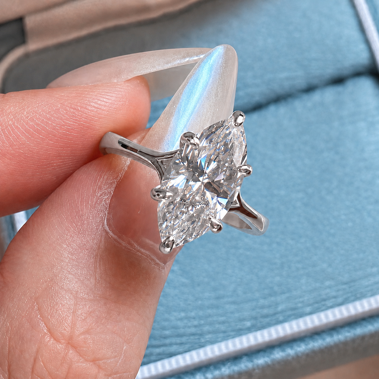 3 Carat Marquise Cut Moissanite Ring with Split Band