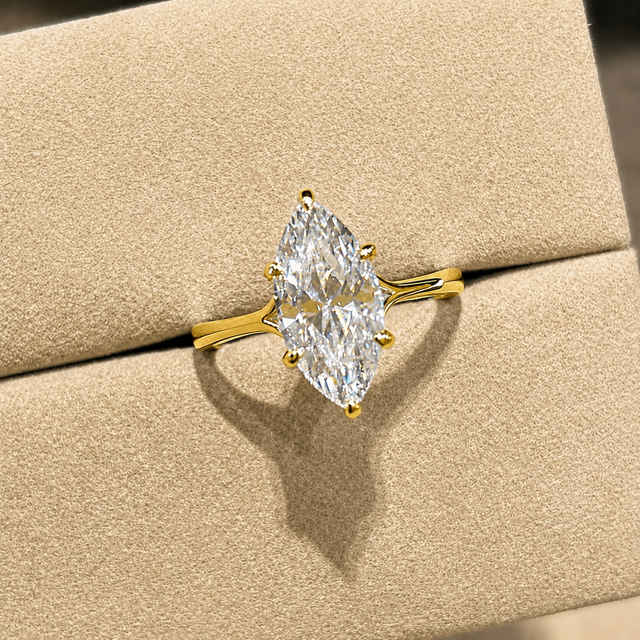 3 Carat Marquise Cut Moissanite Ring with Split Band