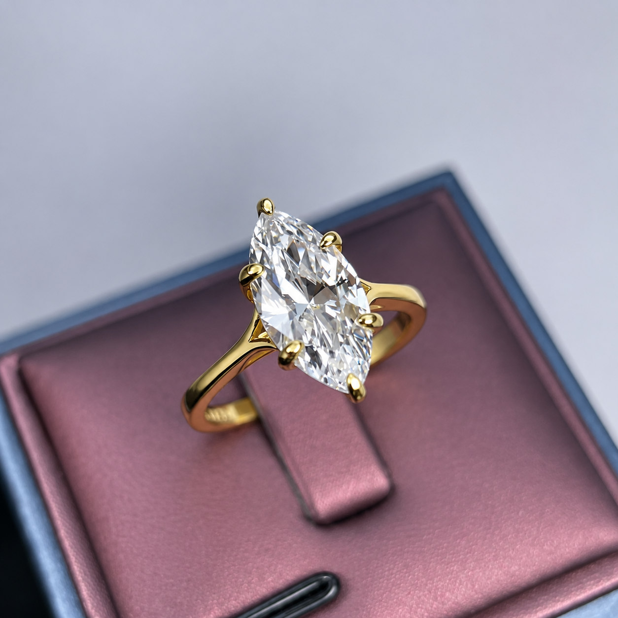 3 Carat Marquise Cut Moissanite Ring with Split Band