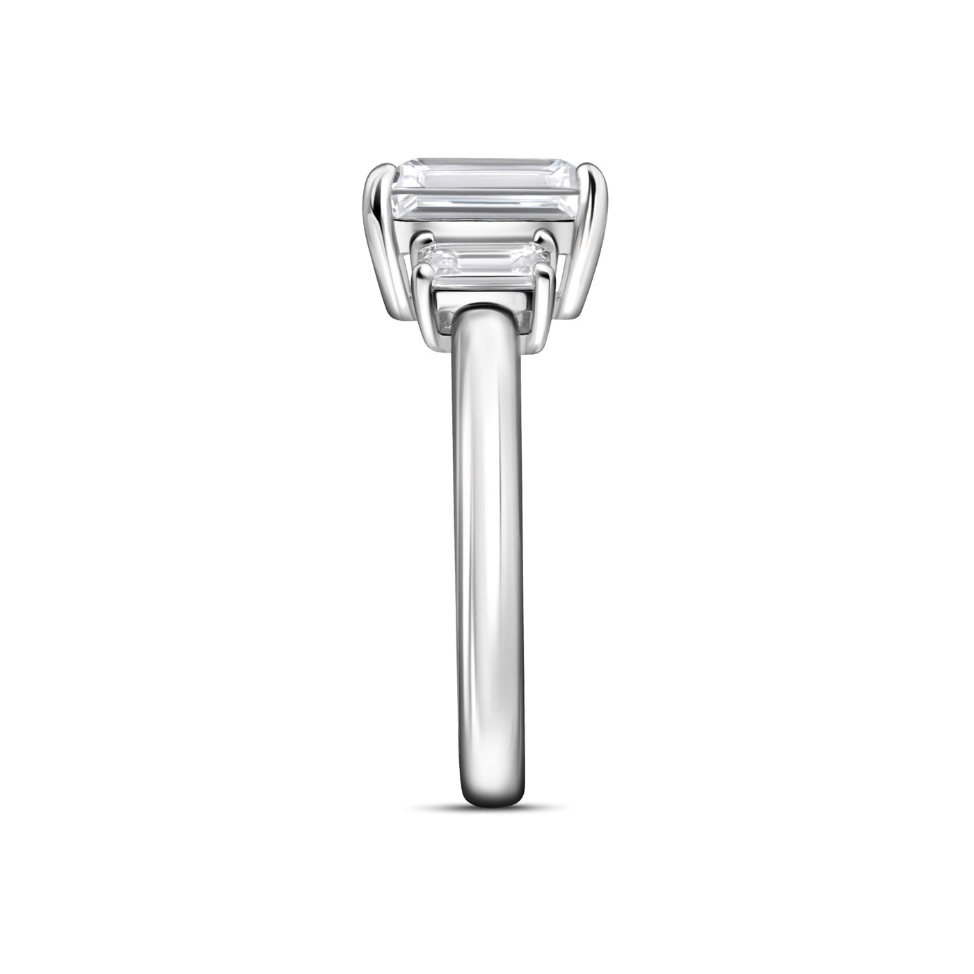 Three Stone Emerald Cut Moissanite Ring