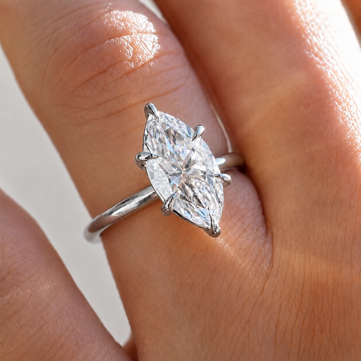 3 Carat Marquise Cut Solitaire Moissanite Ring