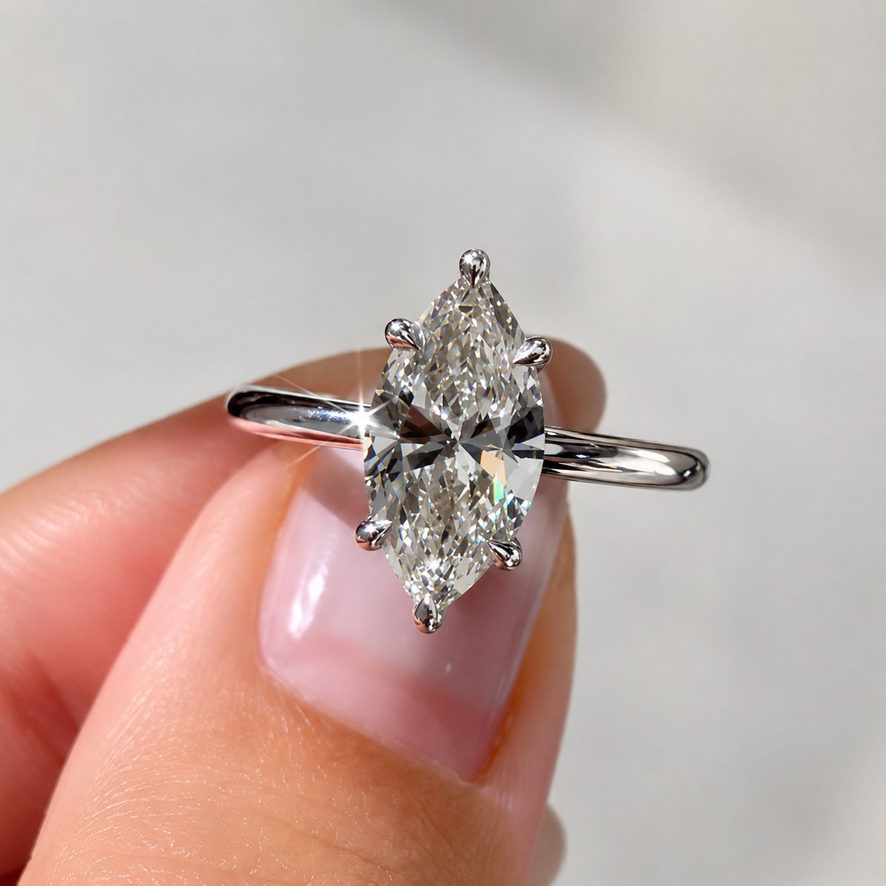 3 Carat Marquise Cut Solitaire Moissanite Ring