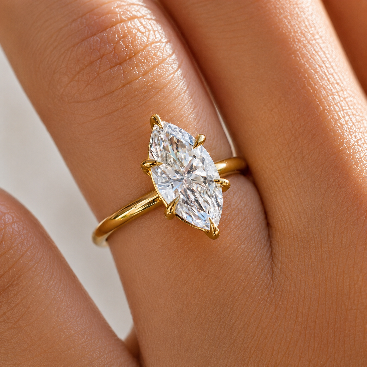 3 Carat Marquise Cut Solitaire Moissanite Ring