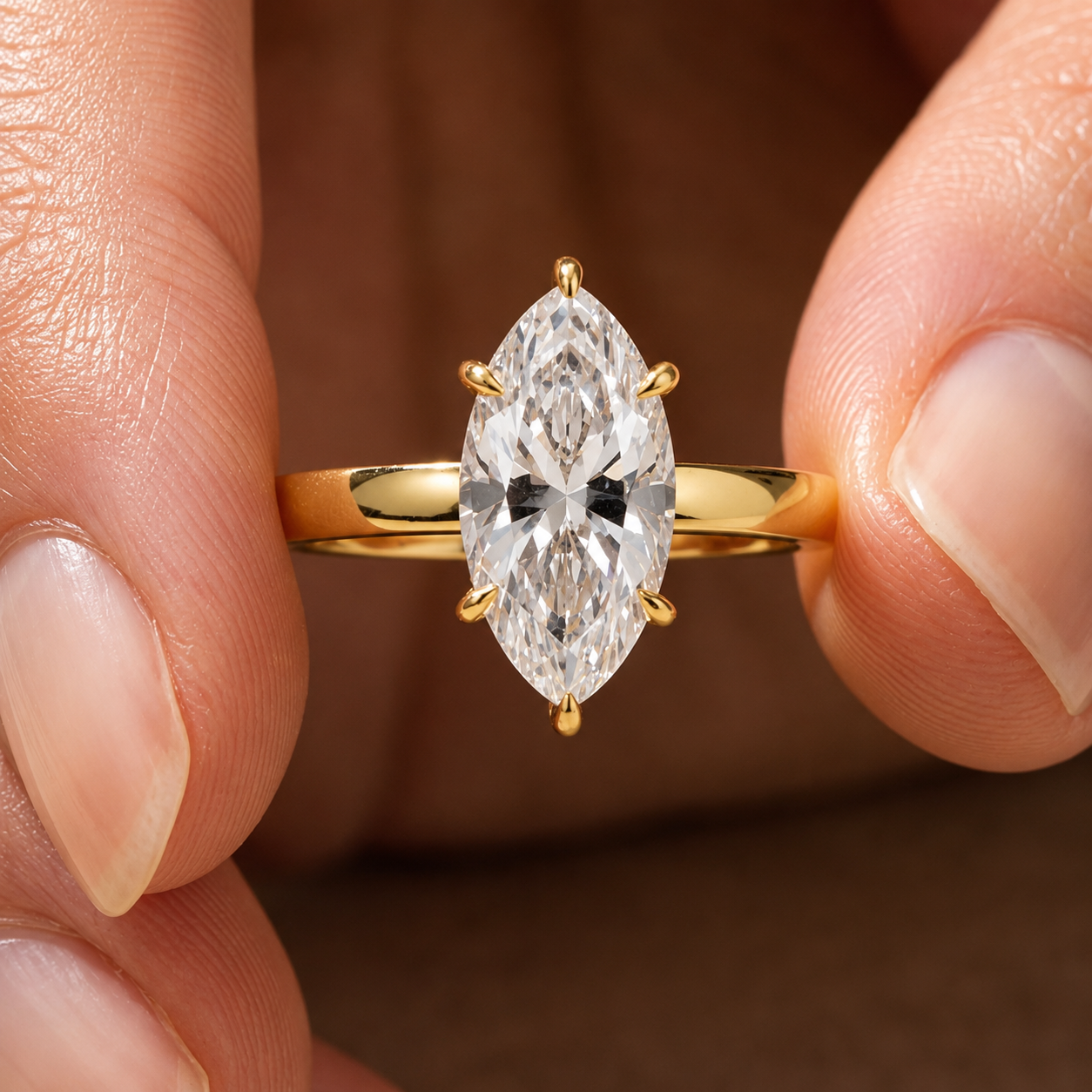3 Carat Marquise Cut Solitaire Moissanite Ring