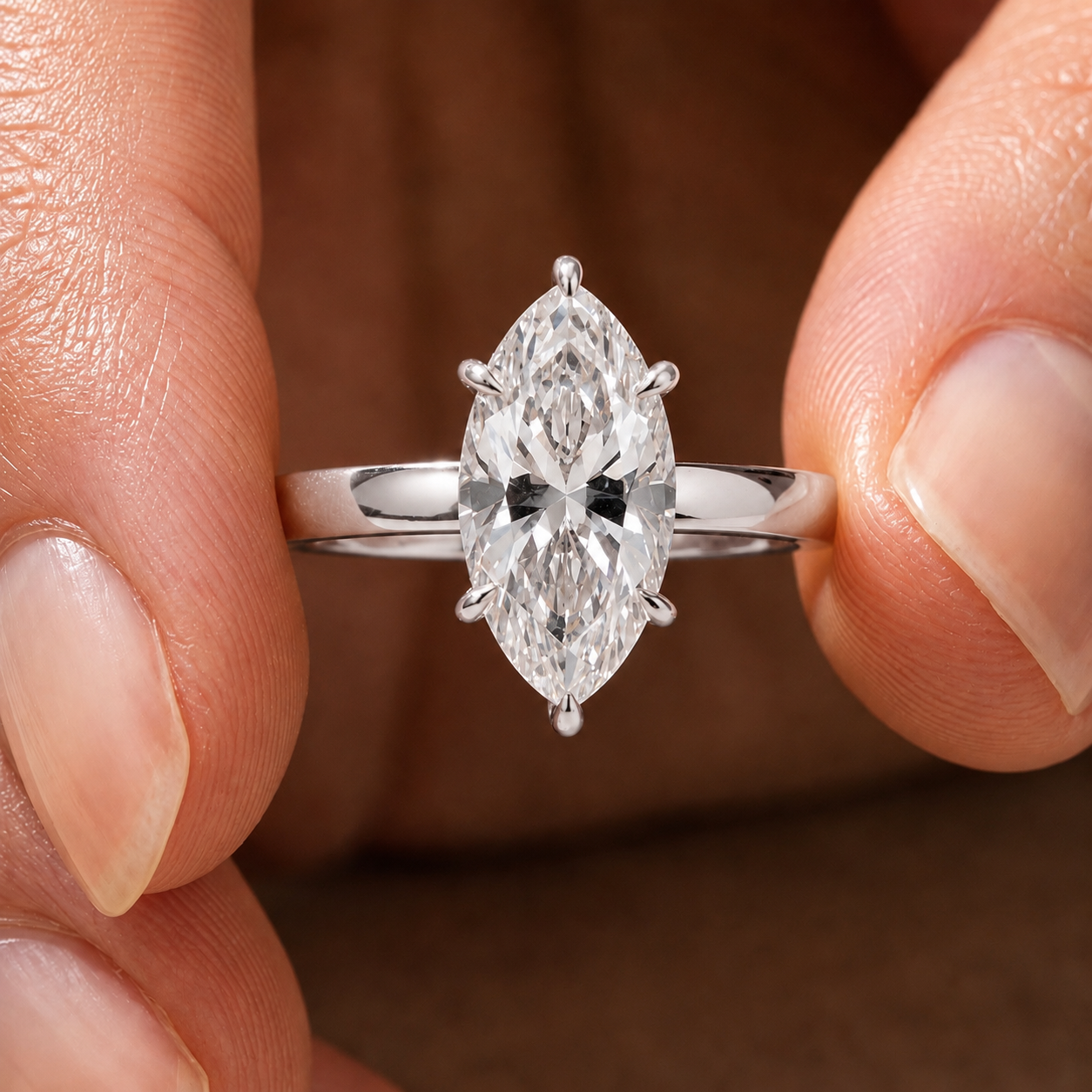 3 Carat Marquise Cut Solitaire Moissanite Ring