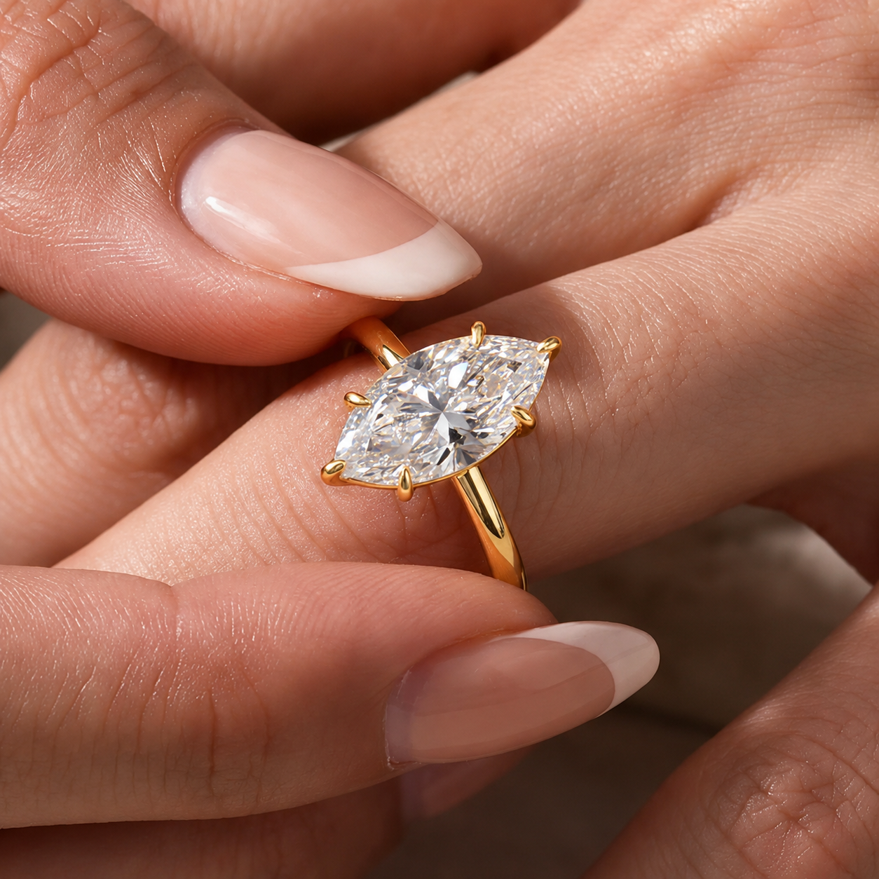 3 Carat Marquise Cut Solitaire Moissanite Ring