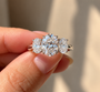 Three Stone Oval Cut Moissanite Ring