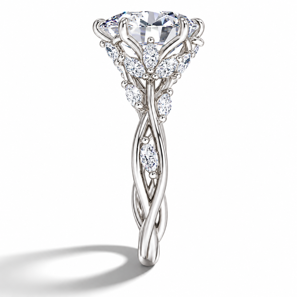 2 Carat Round Cut Nature-Inspired Moissanite Ring