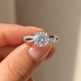 2 Carat Round Cut Moissanite Ring with Twisted Band
