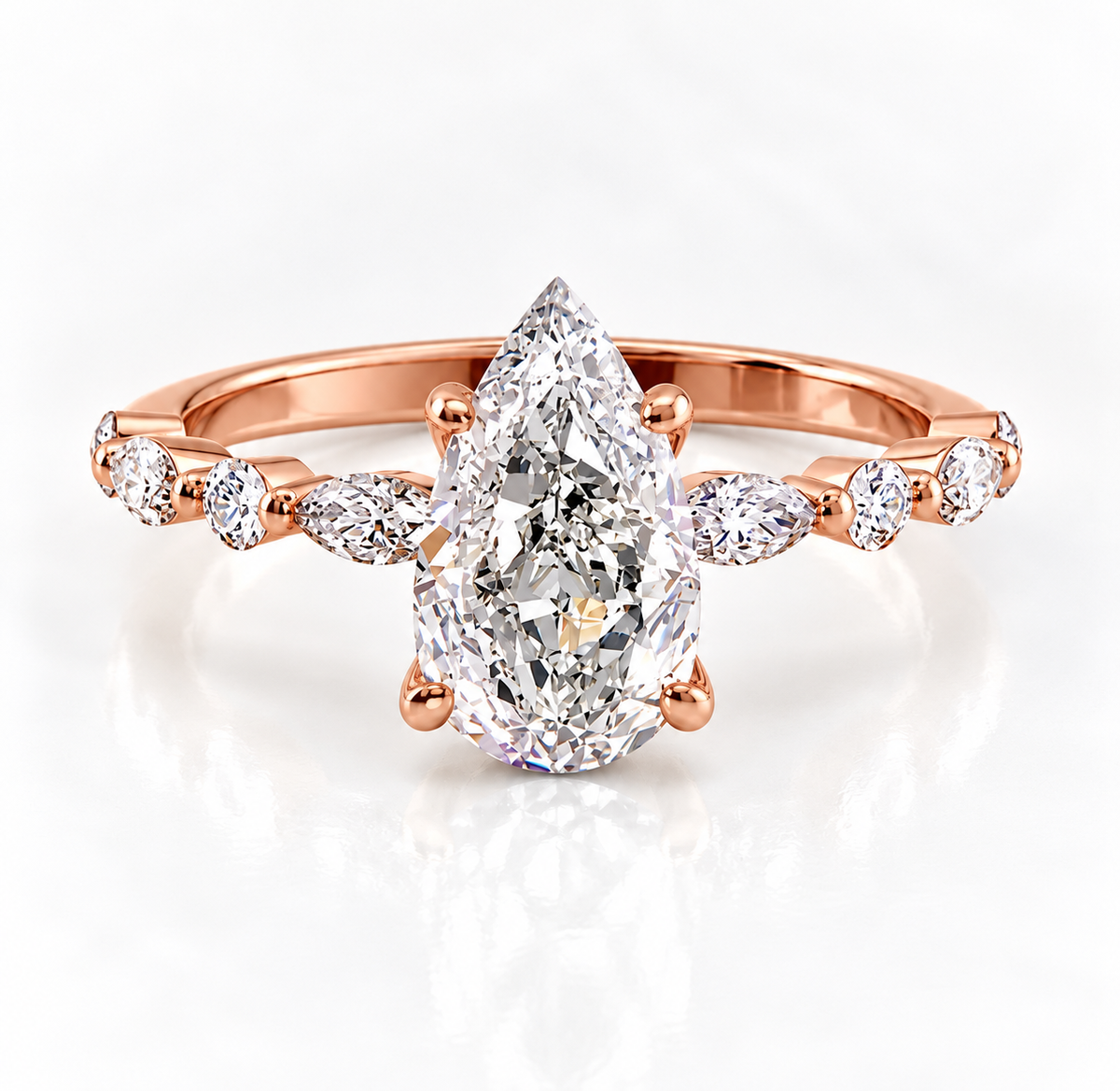 2 Carat Pear Cut Moissanite Ring with Twisted Band