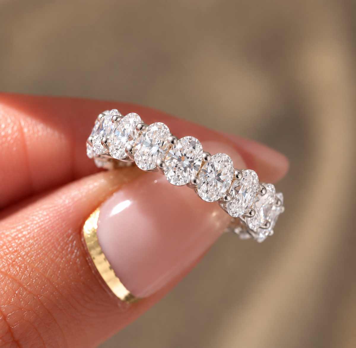 Full Eternity Oval Cut Moissanite Band