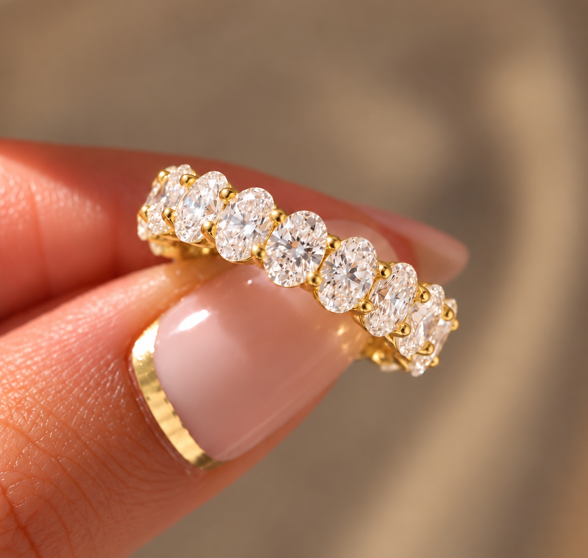 Full Eternity Oval Cut Moissanite Band