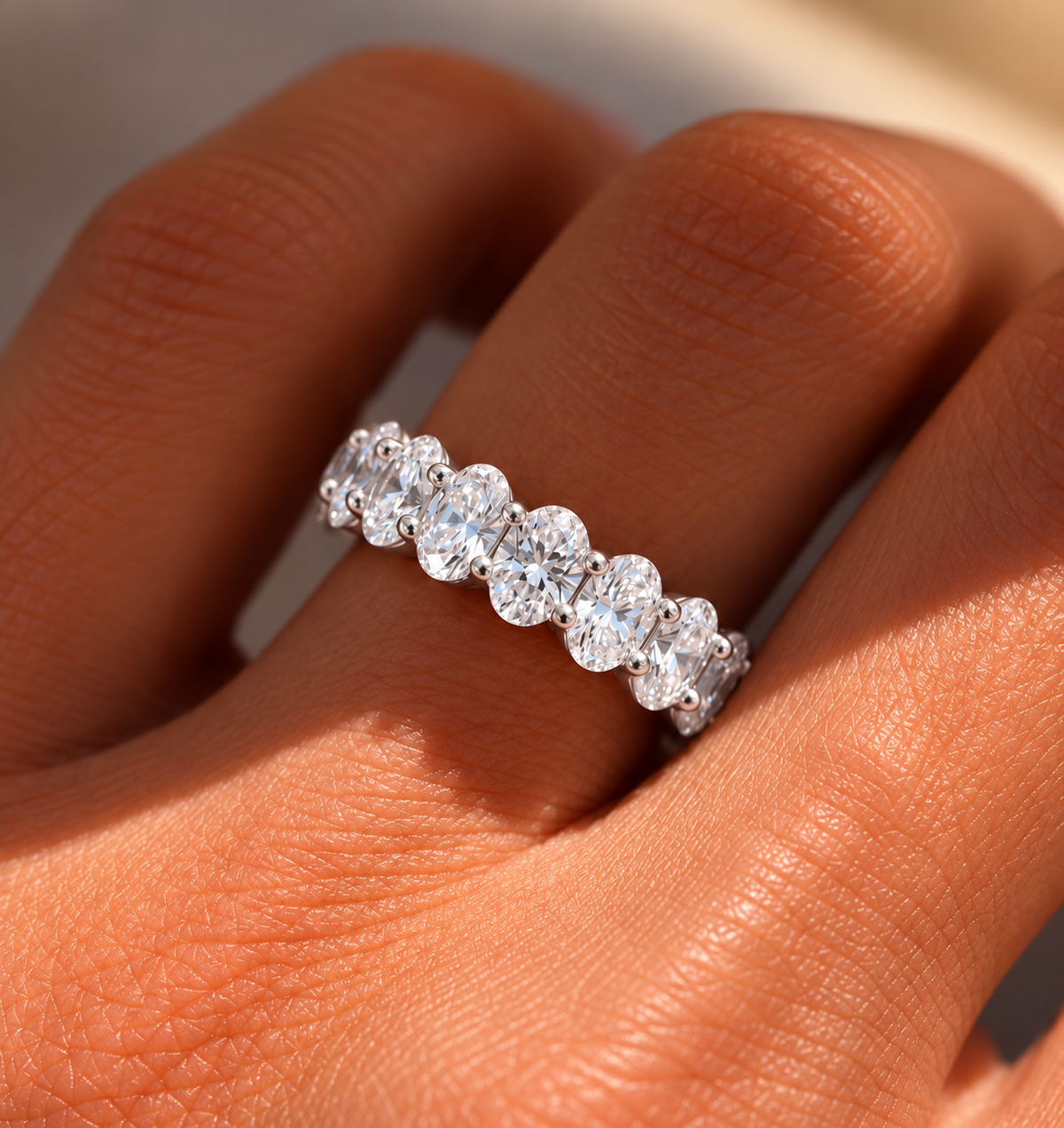 Full Eternity Oval Cut Moissanite Band