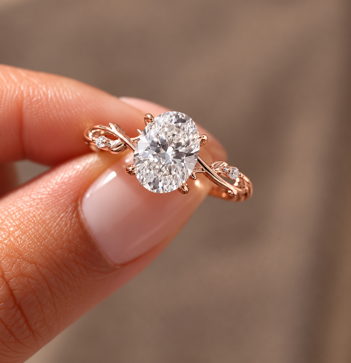 2 Carat Nature-Inspired Oval Cut Moissanite Ring