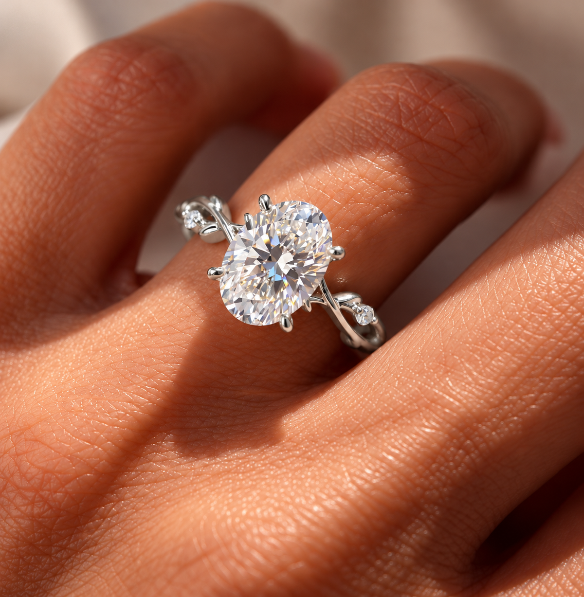 2 Carat Nature-Inspired Oval Cut Moissanite Ring