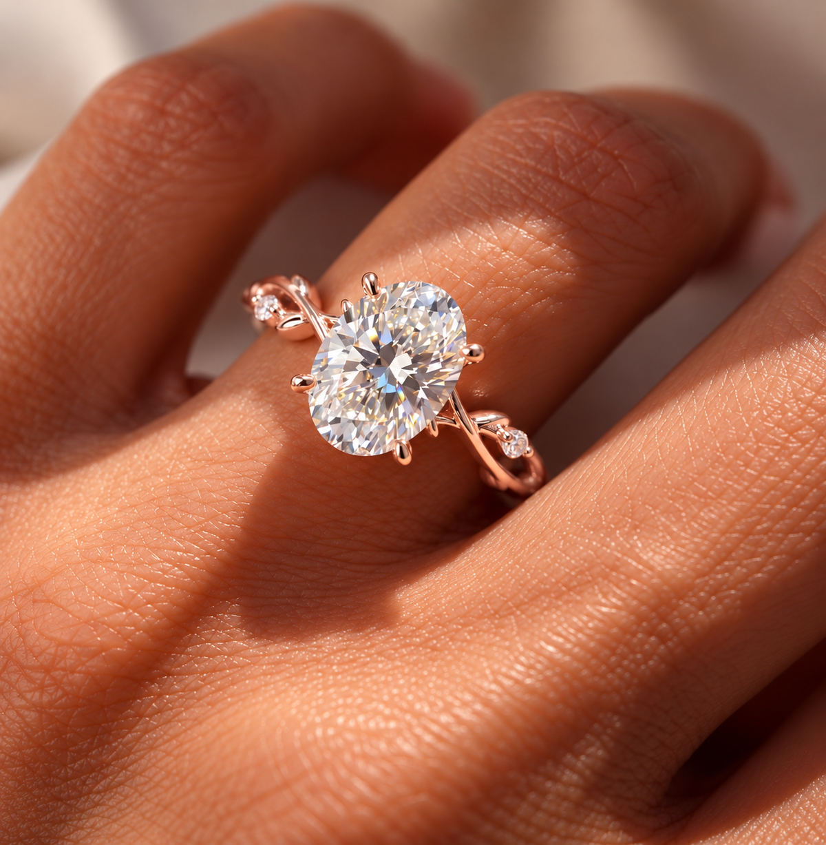 2 Carat Nature-Inspired Oval Cut Moissanite Ring