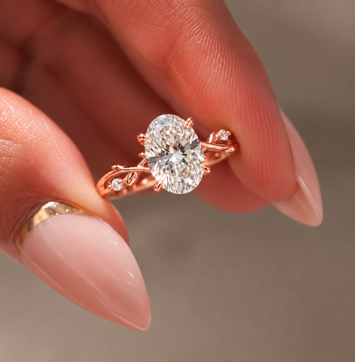 2 Carat Nature-Inspired Oval Cut Moissanite Ring