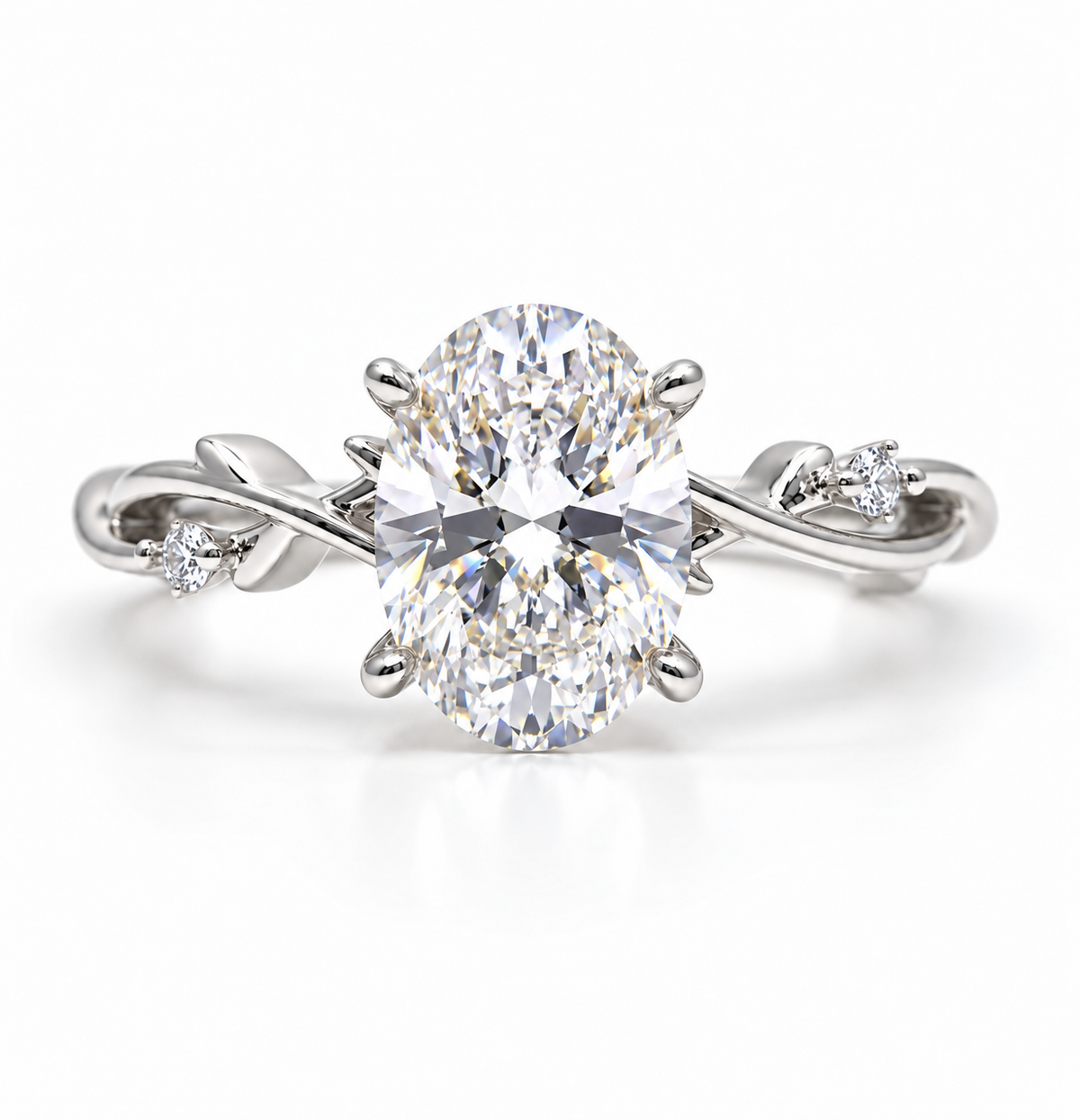 2 Carat Nature-Inspired Oval Cut Moissanite Ring