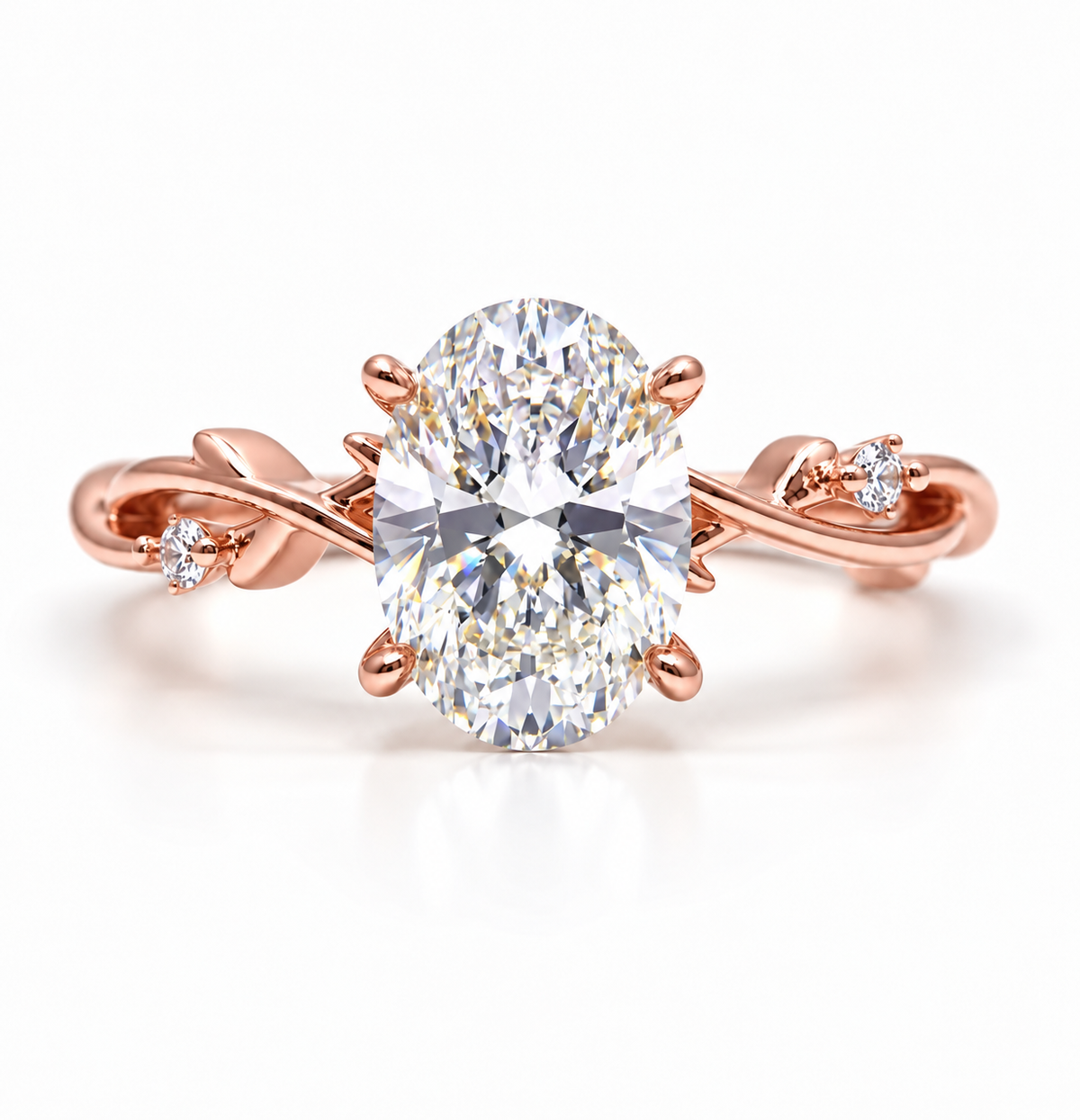 2 Carat Nature-Inspired Oval Cut Moissanite Ring