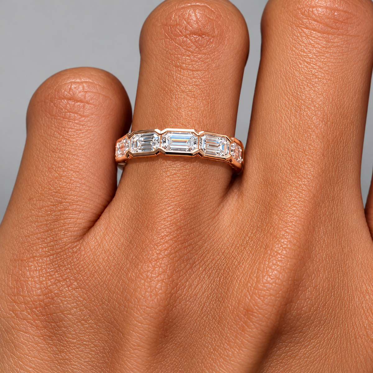 3mm Full Eternity Emerald Cut Moissanite Band