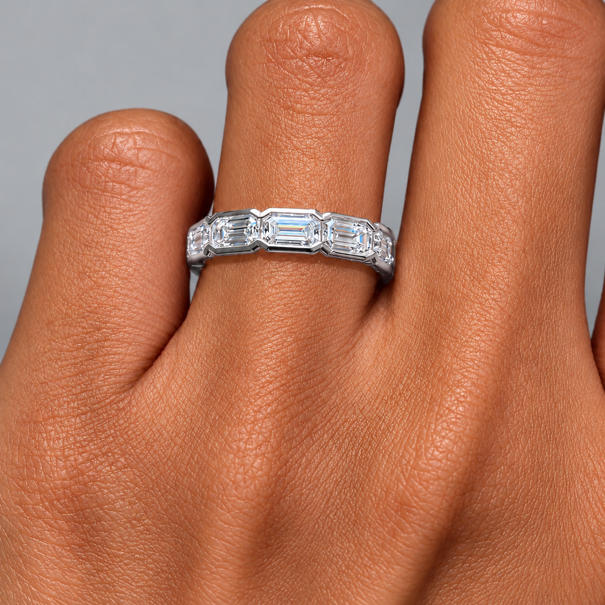 3mm Full Eternity Emerald Cut Moissanite Band