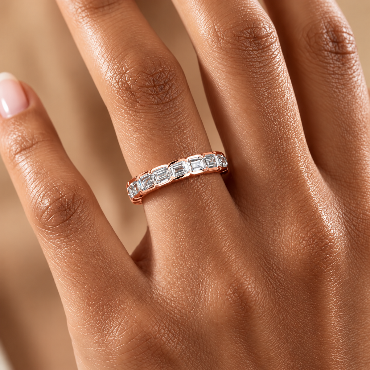 3mm Full Eternity Emerald Cut Moissanite Band