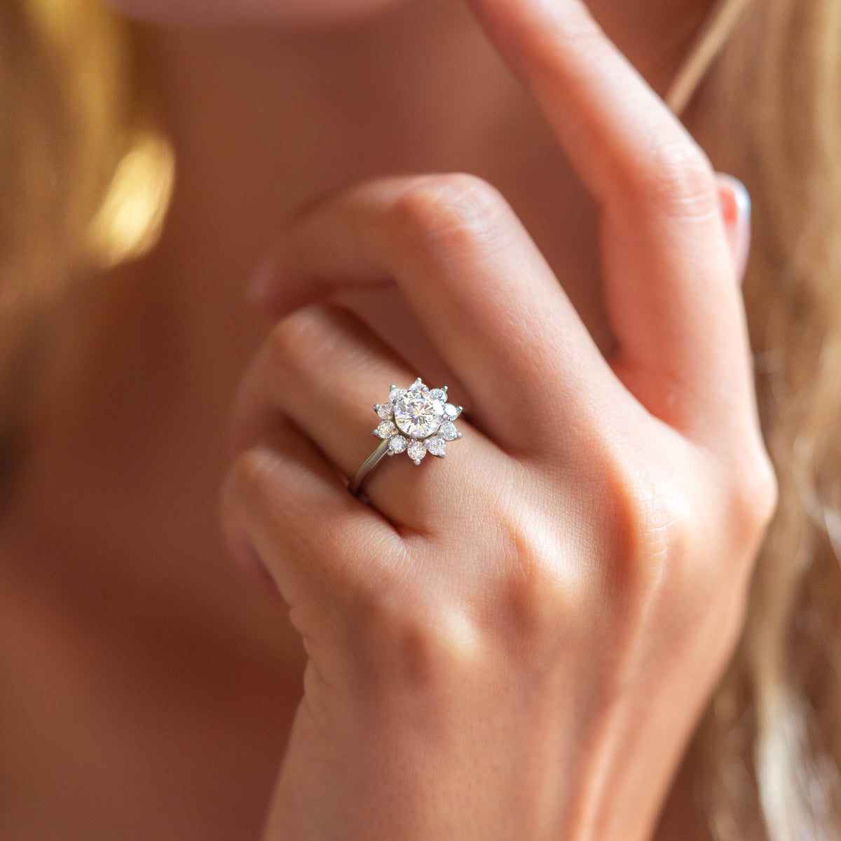 Round Halo Solitaire Engagement Ring