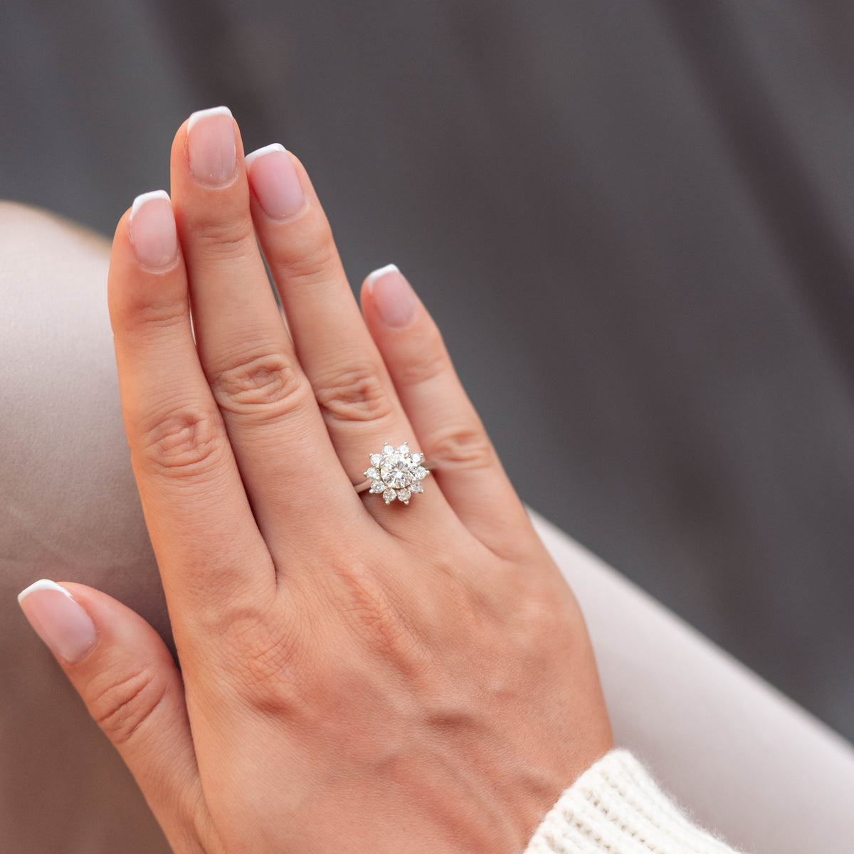 Round Halo Solitaire Engagement Ring