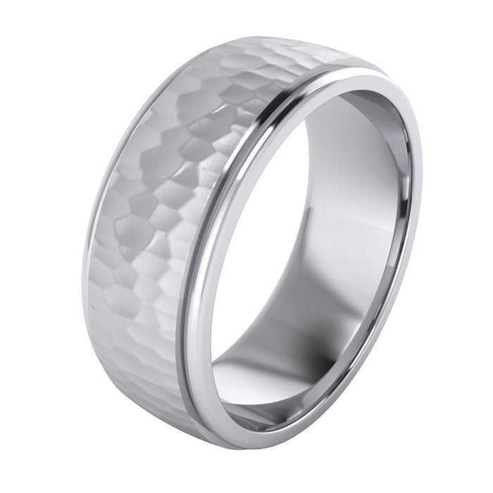 Men's Silver Hammered Wedding Ring