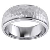 Men's Silver Hammered Wedding Ring
