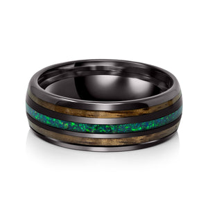 Men's Tungsten Opal Wedding Ring