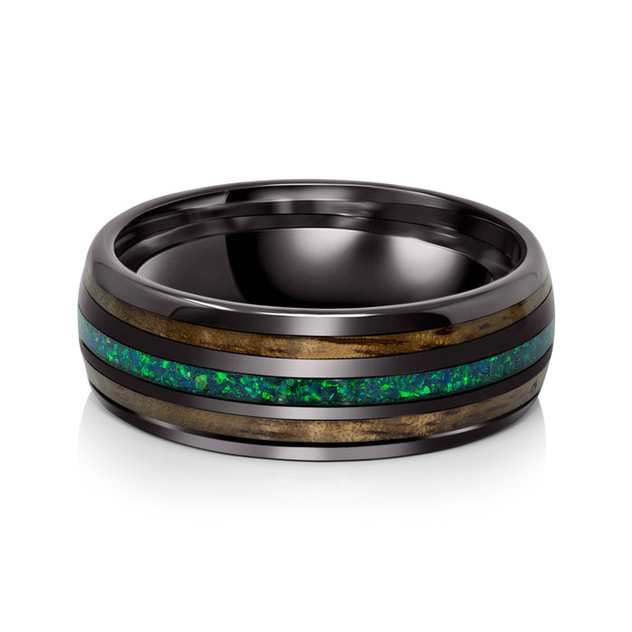 Men's Tungsten Opal Wedding Ring