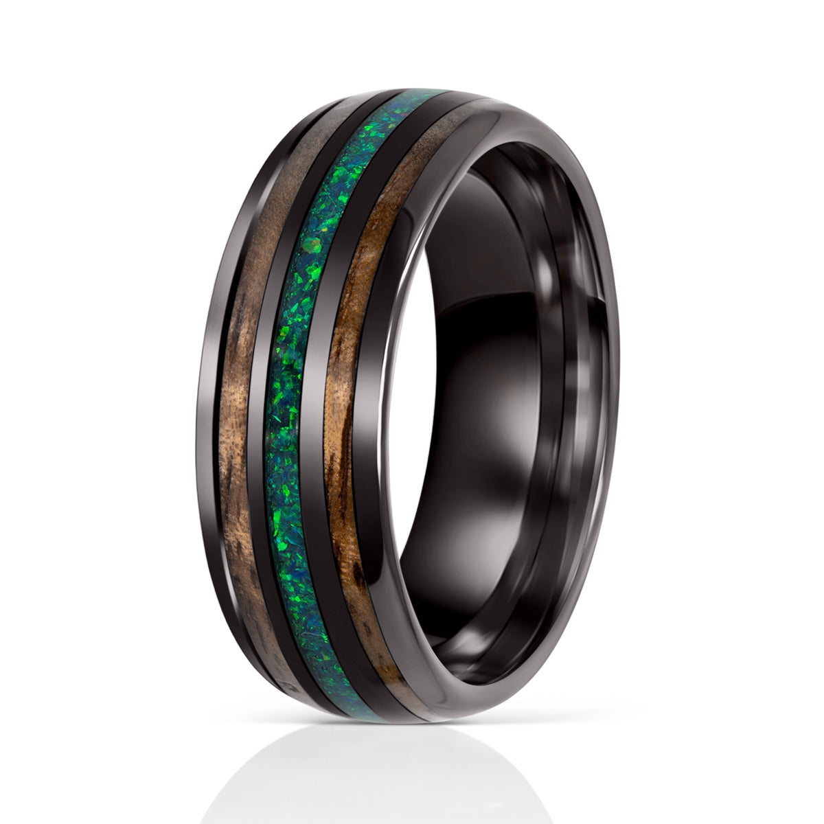 Men's Tungsten Opal Wedding Ring
