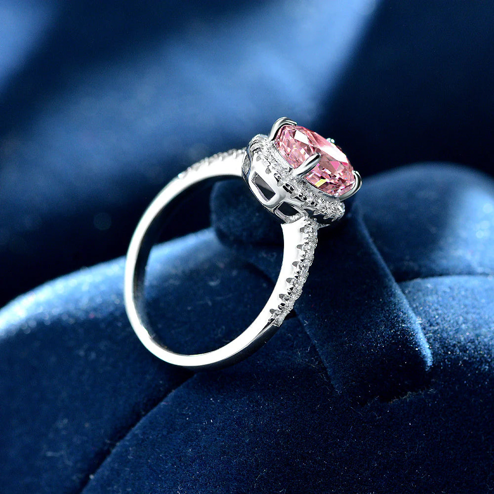Sapphire Round Cut Halo Engagement Ring