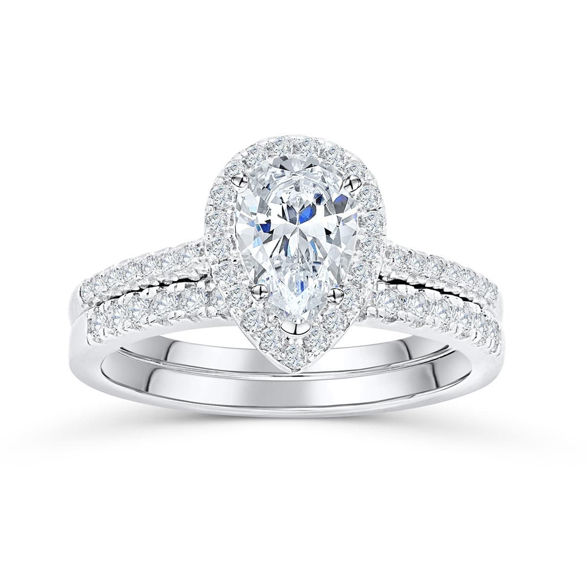 Cushion Halo Engagement Ring Set