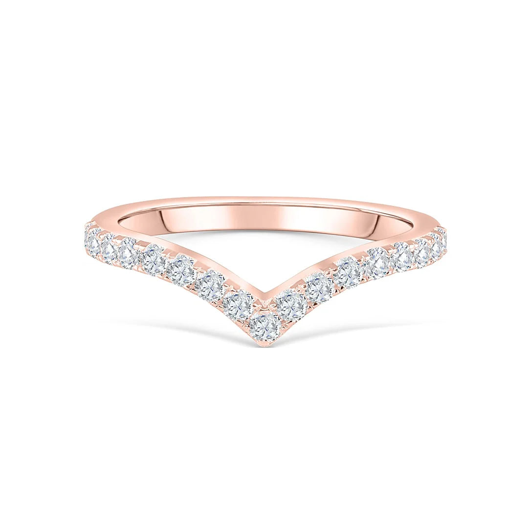 Chevron Half Eternity Wedding Band