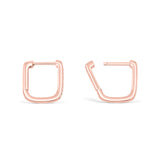 Rose Gold Square Huggie Bridal Earrings