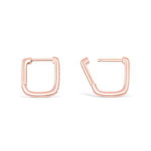 Rose Gold Square Huggie Bridal Earrings