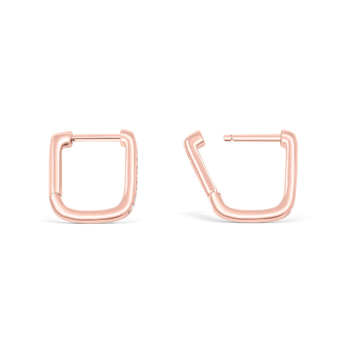 Rose Gold Square Huggie Bridal Earrings